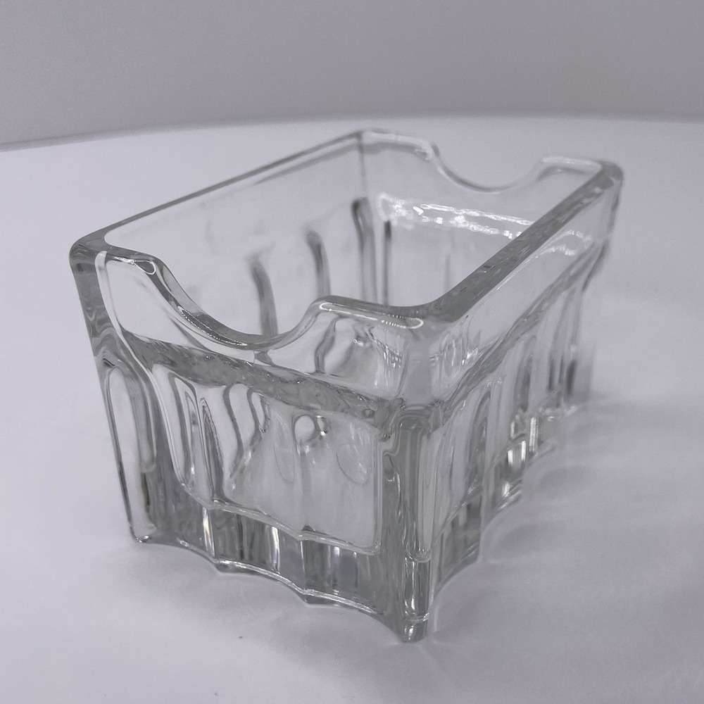 Vintage Retro Restaurant Clear Glass Scalloped Sugar Sweetener Packet Holder